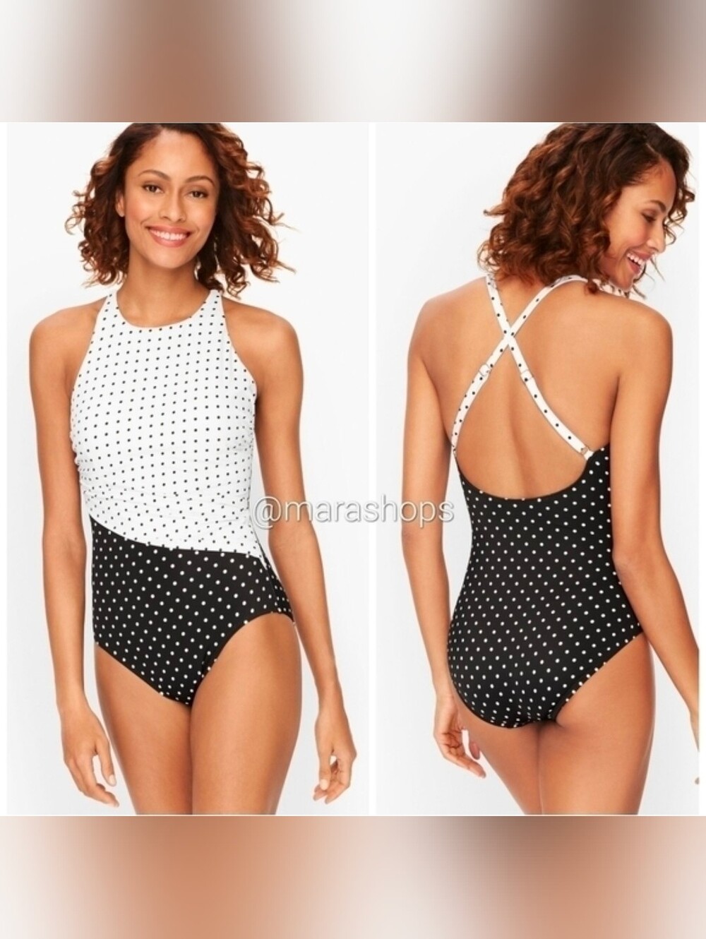 Miraclesuit x Talbots High Neck Mixed Dot One Piece Swimsuit